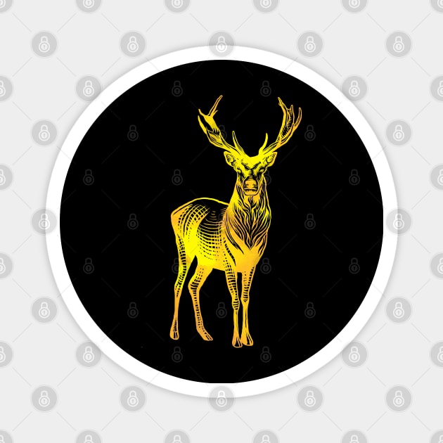 Golden Deer Illustration Magnet by BuddyandPrecious